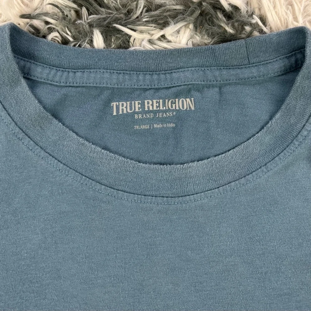 True Religion Men's Blue Silver Graphic T-Shirt Size 2XL